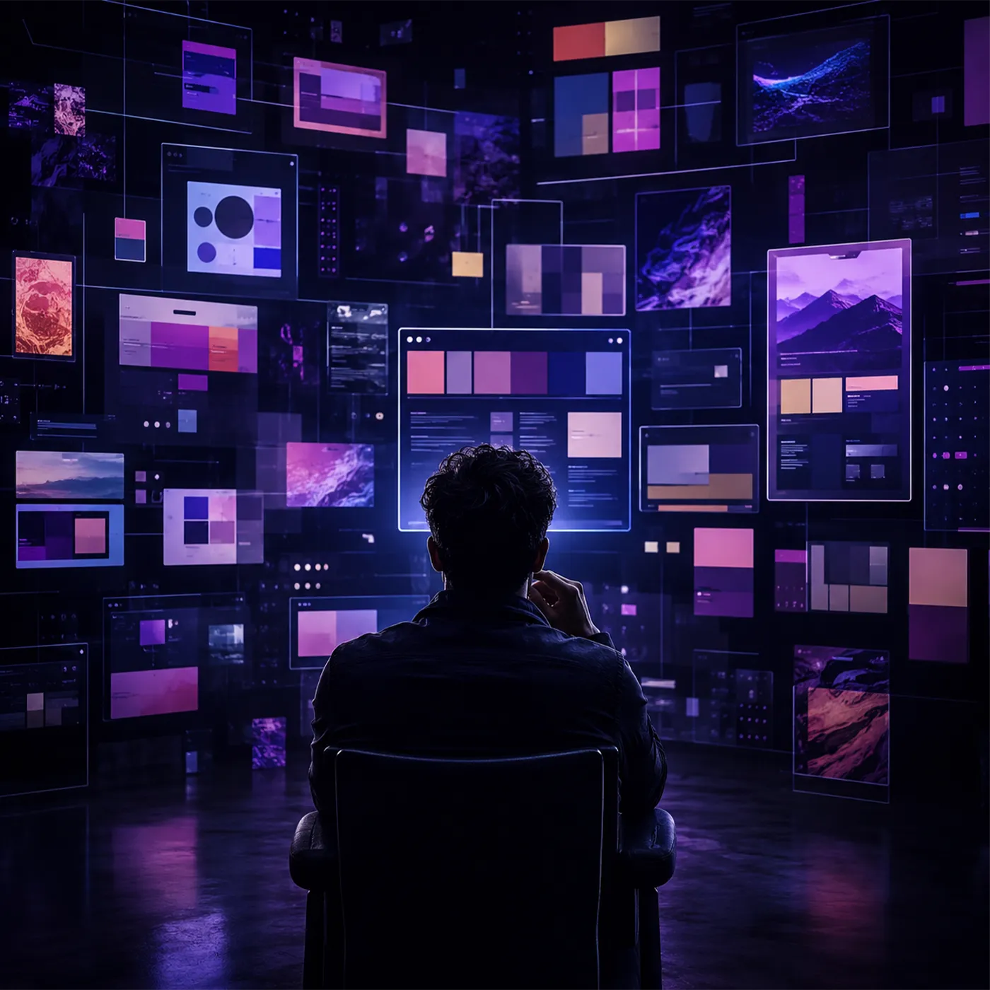 Empresário analisando uma marca visualmente desorganizada no digital