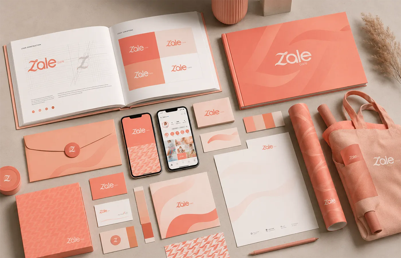 Projeto de branding e identidade visual Zale Care desenvolvido pela Experts Digitais