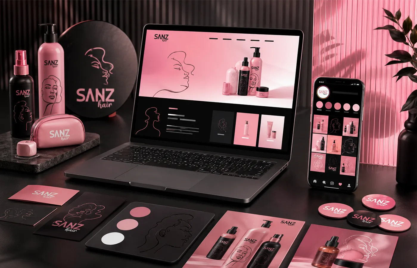 Marca pronta para presença digital Sanz Hair desenvolvida pela Experts Digitais