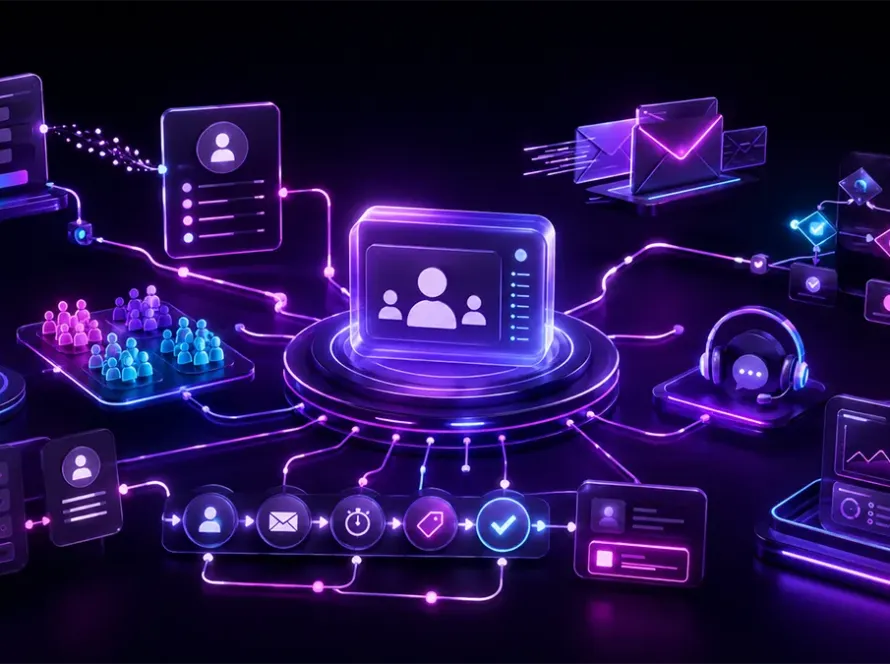 Capa do serviço E-mail Marketing, CRM e Automação de Relacionamento da Experts Digitais